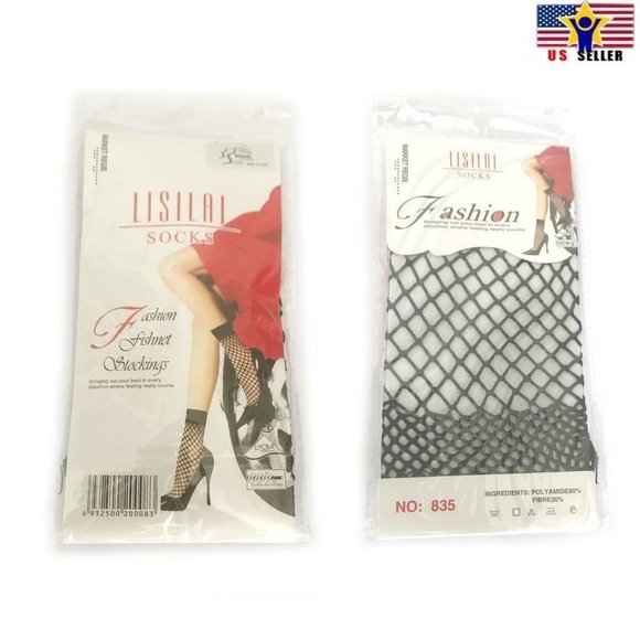 Diona J 3 Pairs Woman Pure Fashion Sexy Stocking Tights Mesh Black Fishnet Socks - Picture 7 of 7